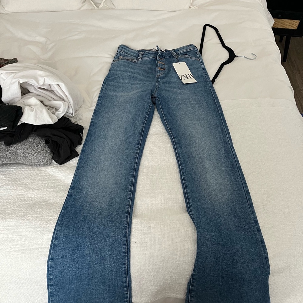 Zara Blue Flare Wide Leg Jeans NEW WITH TAGS